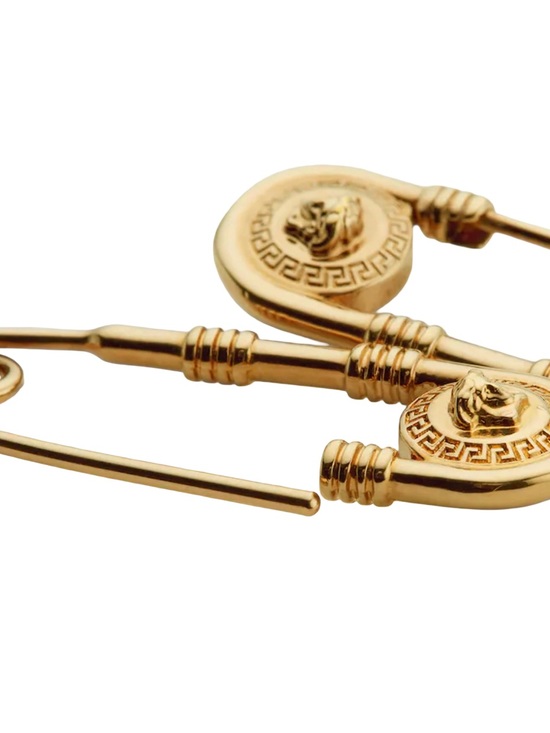 Versace Jewelry - Versace Gold Safety Pin Medallion Earrings